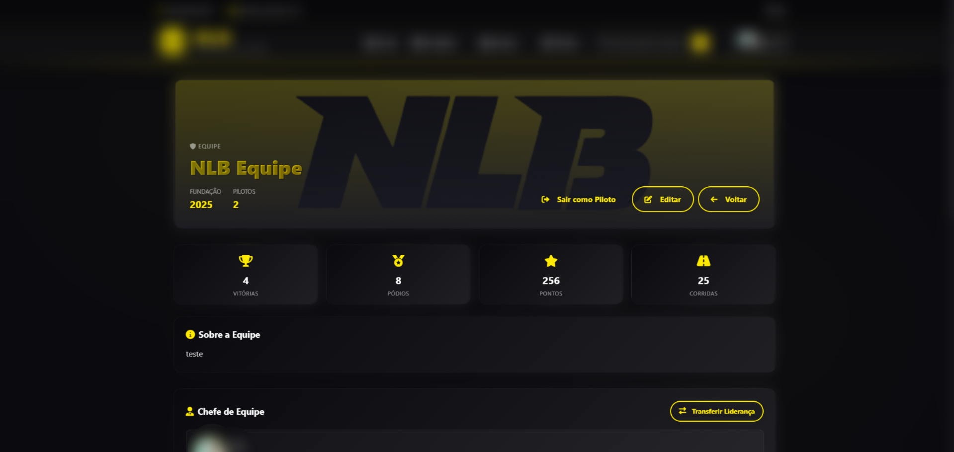 Detalhes das Equipes